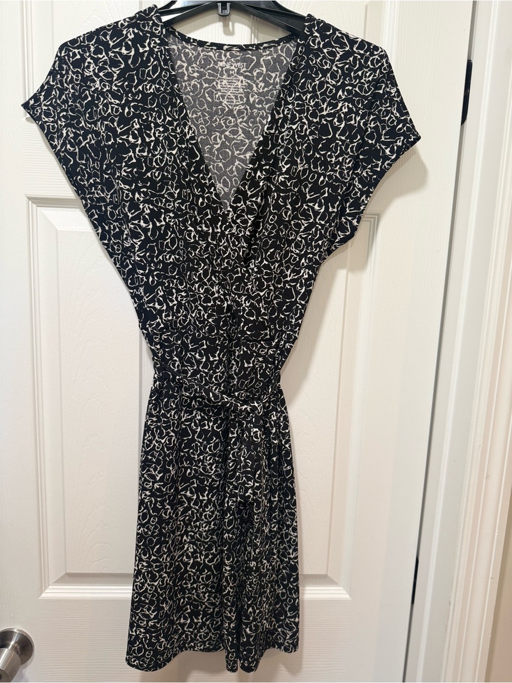 Nine West Black Dress with White Abstract Print